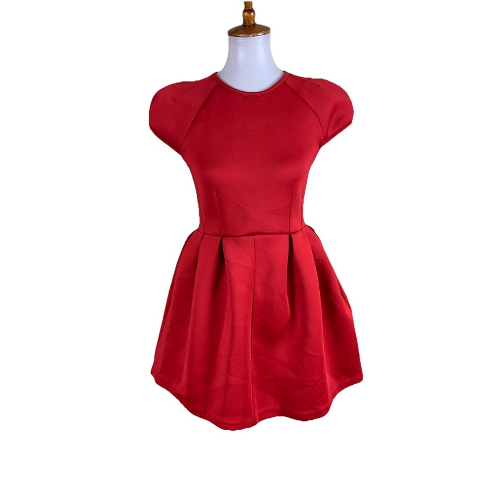 Nasty‎ Gal Red Structured Skater Mini Dress XS